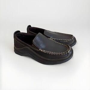 Cole Haan Lil Finley Children's Dark Brown Faux Leather Driving Mocs‎ Size 10
